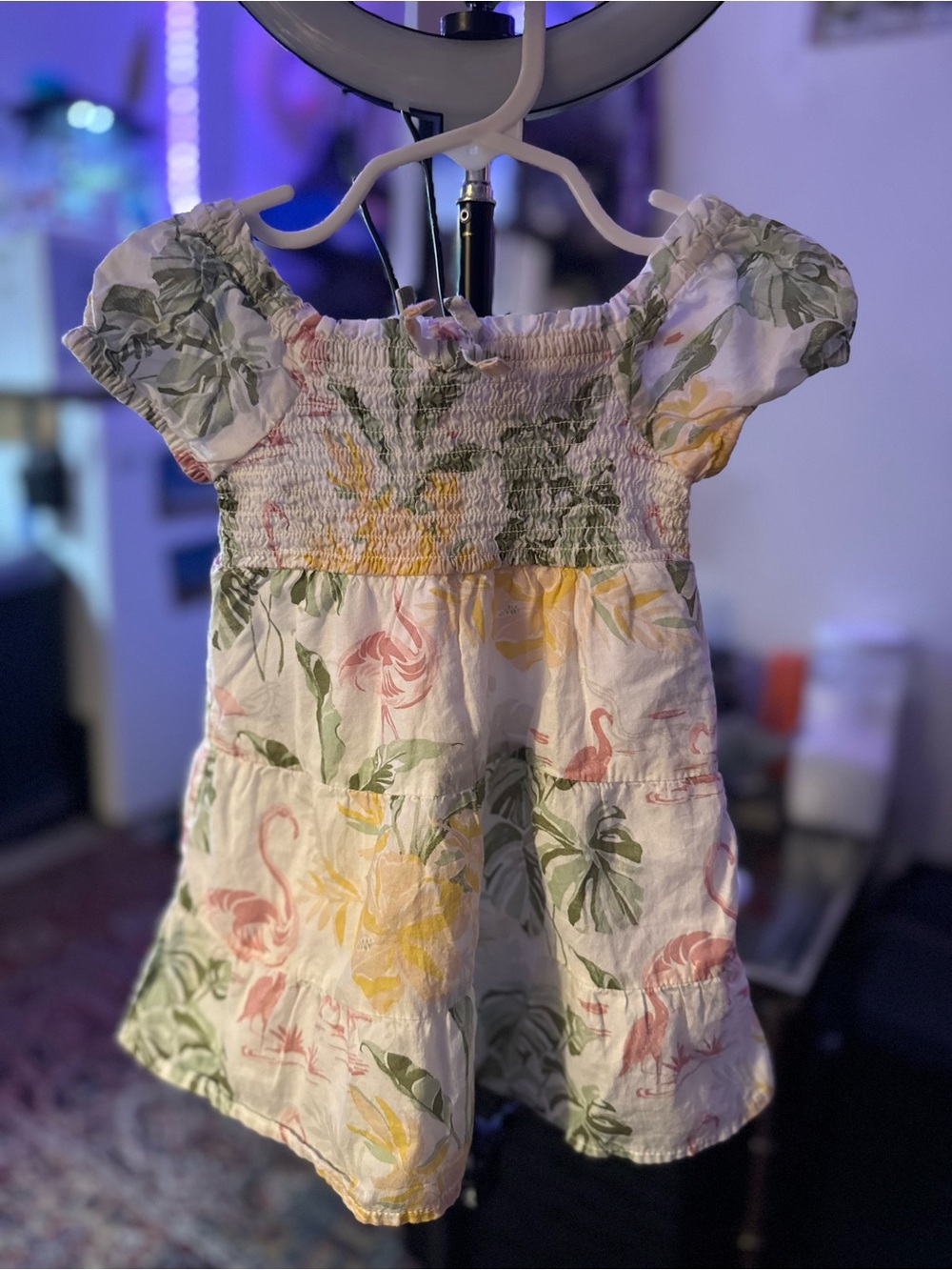 The Children's Place Floral Smocked Dress in Pink, Yellow & Green